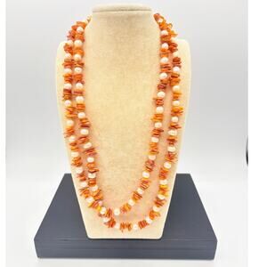 Genuine Freshwater Pearl and Dyed Oyster Shell Rope Necklace –  Long Strand